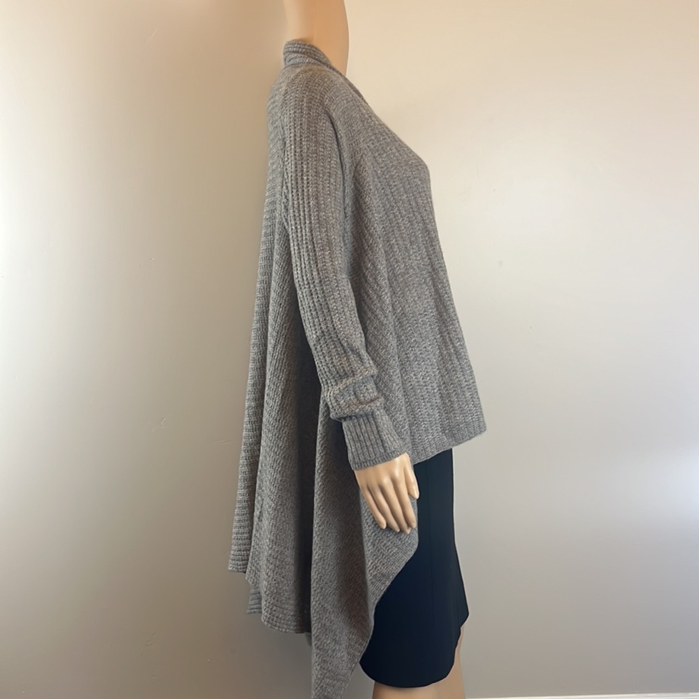 Zadig & Voltaire Taupe Gray Ana New Pointelle High Low Open Cardigan - Picture 3 of 7
